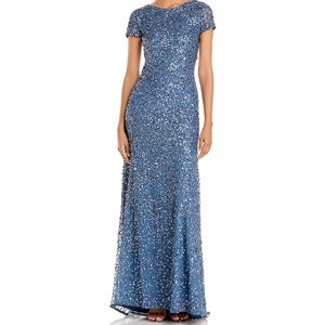 Adrianna Papell Sequined Cap Sleeve Gown - size 14